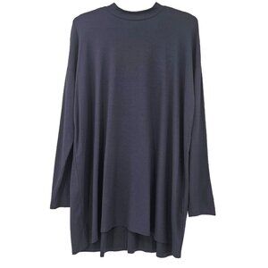 Eileen Fisher Mock Neck Jersey Tunic Top Navy Blue Women’s Size S NEW Minimalist